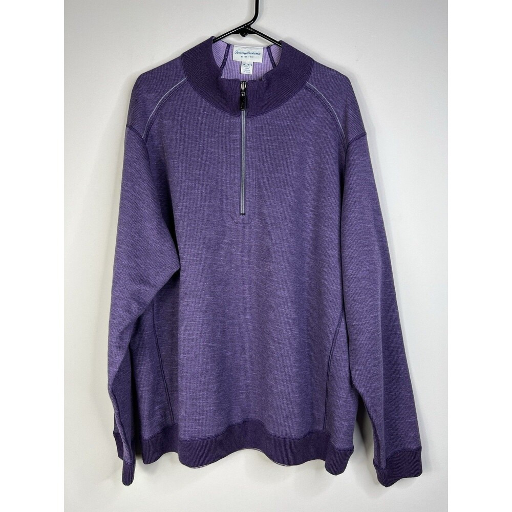 Tommy Bahama Flip Side Twill Reversible Half‑Zip Sweater Men’s 2XL Purple